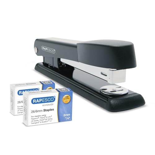 Image of Rapesco 1602 Germ-Savvy Antibacterial Marlin Stapler, 25 Sheet Capacity and 2000 26/6 mm Staples, Black