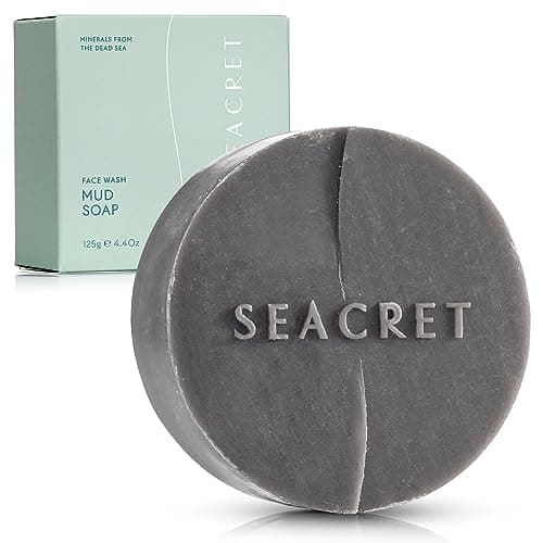 Image of SEACRET MUD SOAP BAR: Dead Sea Black Mud Minerals Skin Care Treatment with Guineensis Kernel Oil, Witch Hazel & Sea Salt for Cleaning, Exfoliating, Detoxifying Face & Body, Normal to Oily Skin, 4.4 Oz