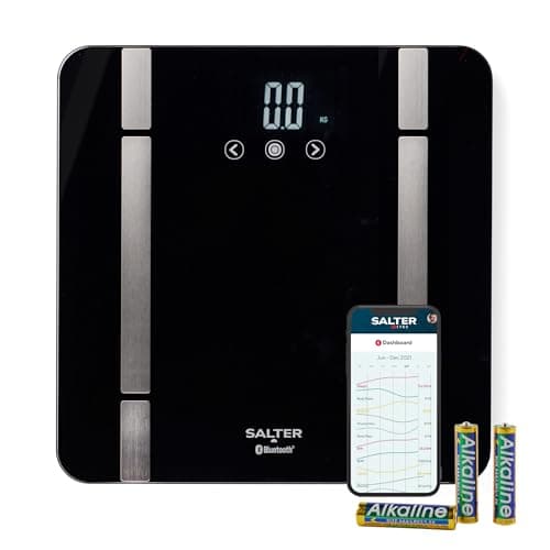 Image of Salter Smart Bathroom Scale – Digital Body Weight Scale, Personal Scale, Measures Body Weight, Fat, Water, Muscle Mass, Bone Mass, BMI and BMR, 8 User, Bluetooth/App Connectivity