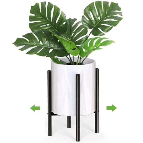 Image of Mutool Adjustable Plant Stand, Metal Plant Stands Indoor Outdoor, Modern Plant Holders Plant Rack, Flower Stand Holder for 8-10 in Plant Pot, Black