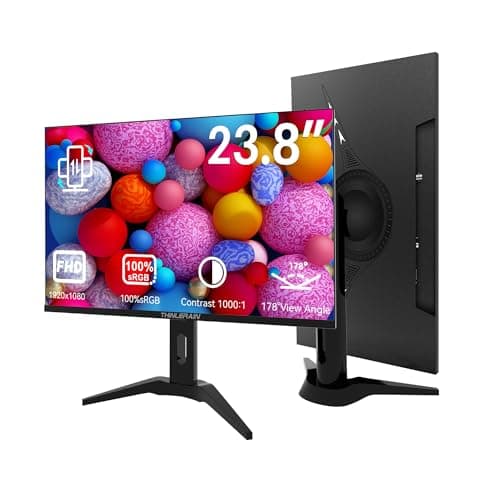 Image of Thinlerain 24 Inch PC Monitor 1920x1080p LED Display Monitor with VGA/HDMI/AV/BNC/USB, Build in Speaker, 5Ms Response Time, 60 Hz Refresh Rate, VESA Mountable