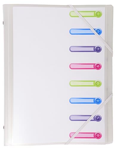 Image of Exacompta - Ref 56187E - Chromaline Collection - Multipart File with an Internal Pocket - 250 x 320mm in Size, Suitable for A4 Documents, 8 Tabbed Sections - Frosted White