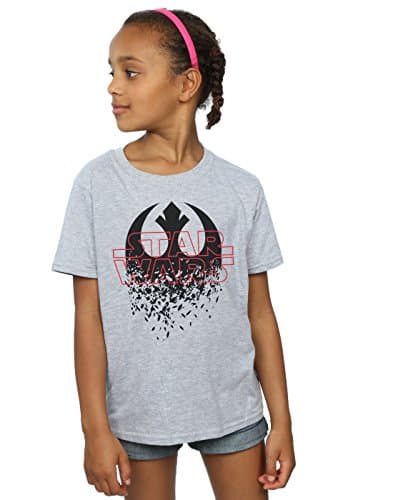 Image of Star Wars Girls The Last Jedi Shattered Emblem T-Shirt 5-6 Years Sport Grey
