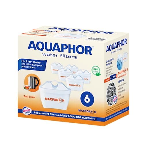 Image of Aquaphor Maxphor+ Maxphor+ H Filter Cartridge for Extra Hard Water Replacement Filter Water Filter Pack of 6 with Extra Limescale Protection AQUALEN for Table Water Filter