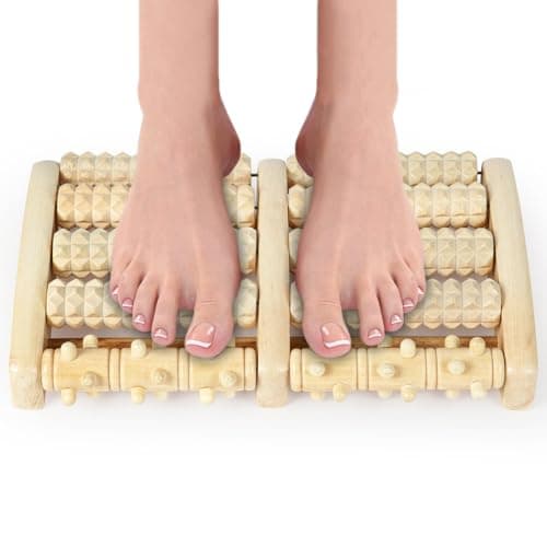 Image of ACWOO Foot Massager Roller, Dual Wooden Foot Roller for Plantar Fasciitis Relief, Pain & Circulation, Acupressure Massager Tool for Heel Arch, Reflexology Tool, Relaxation Gifts for Women and Men