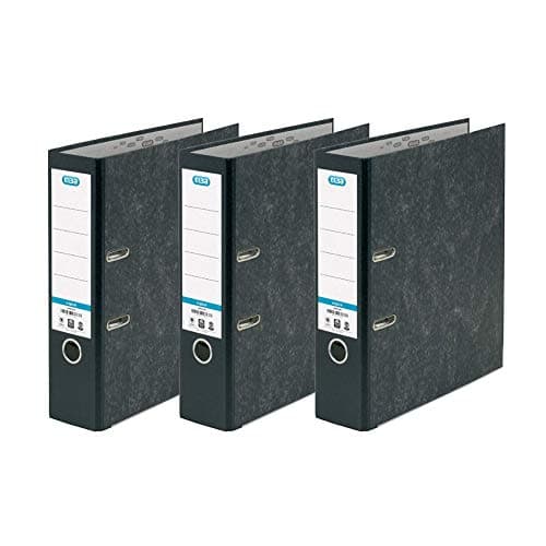 Image of Elba A4 Lever Arch Files, Black Cloud Effect, Durable Matt Paper-on-Board Filing Folders, 80 mm Spine Holds Up to 560 Sheets, Pack of 3