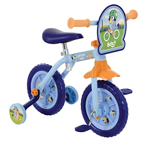 Image of Bluey 2-In-1 Training Toddler Bike - Convertible Training and Balance Bike for 2+ Years Girls and Boys with Removable Pedals and Stabilisers - Adjustable 10 Inches Bikes for Kids - Bluey Toys