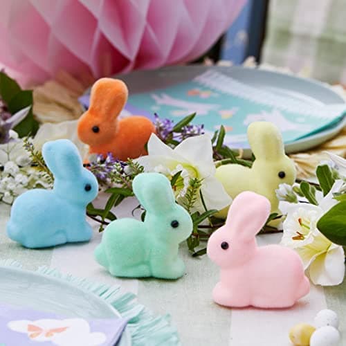 Image of Talking Tables Easter Table Decorations | Mini Pastel Rabbits Figurine for Egg Hunt, Kids, Spring, Cute Bunnies Pack of 5, RAINBOWBUNNIES, Small