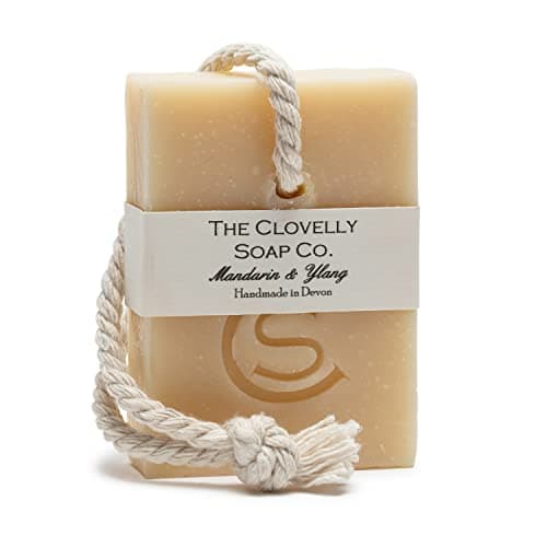 Image of Clovelly Soap Co Natural Handmade Soap on a rope Bar (Mandarin & Ylang, 100g) For all skin types.