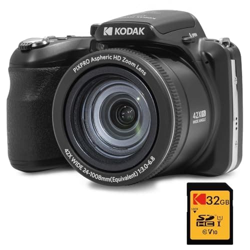 Image of KODAK Digital Bridge Pack Pixpro Astro Zoom AZ425 + 32GB SDHC Card – 20MP Camera, 42X Zoom, Wide Angle, 3" LCD Screen, Full HD 1080p Video, Li-ion Battery – Black