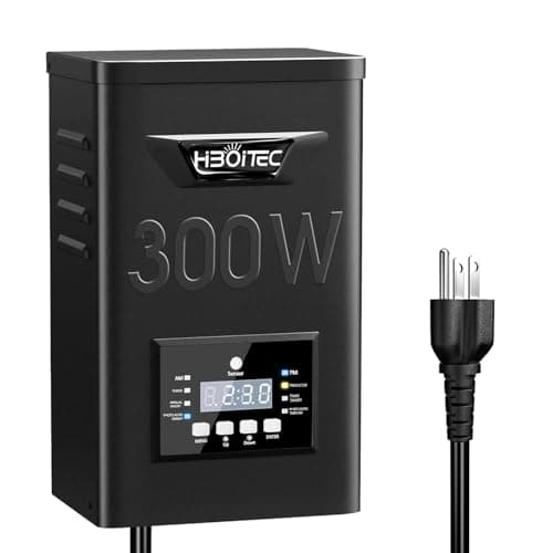 Image of HIBOITEC 300W Low Voltage Landscape Transformer 120V AC to 12/15V AC, Instant Memory After Outage, IP65 Weatherproof Outdoor Lighting Transformer with Dusk to Dawn Photocell Timer, 6 Modes