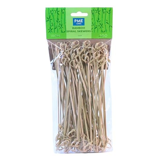 Image of PME LSK181 Bamboo Spiral Skewers 18cm, Pack of 100, Brown