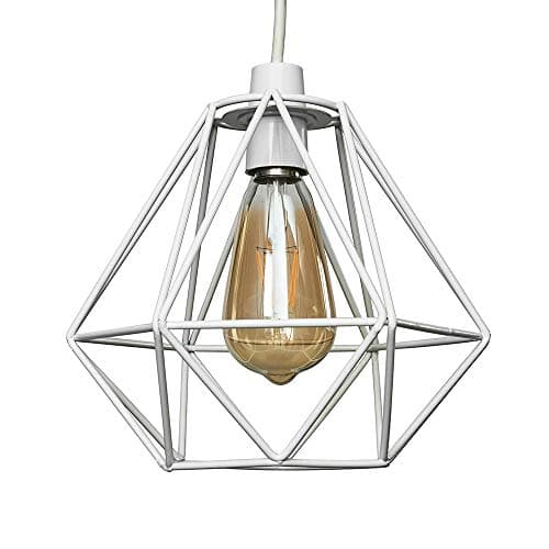 Image of MiniSun | Retro Style White Metal Basket Ceiling Light Shade | Pendant Lights, Home Décor & Improvement Essential | 23.5cm Shade Width