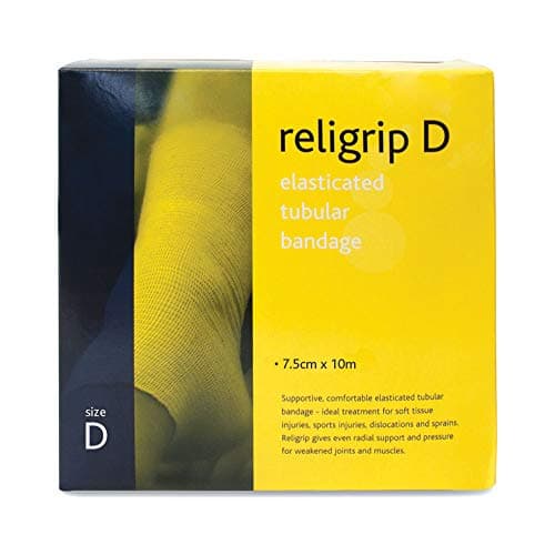 Image of Reliance Medical Religrip Elasticated Tubular Bandage for Arms, Legs and Feet, Natural Color, High Support and Comfort, Size D (7.5 cm x 10 m)