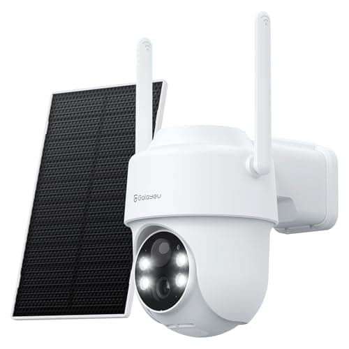 Image of GALAYOU Solar Security Camera Outdoor Wireless, 2K Battery Powered Security Camera with Solar Panel, Wireless CCTV Color Night Vision, PIR Motion & Human Detection, 350° Pan/Tilt, 2-Way Audio, R1