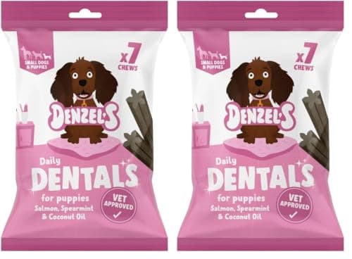 Image of Denzel's Puppy Dental Sticks - Puppy & Small Dog Dental Care - Salmon & Spearmint (Trial pack of 14)
