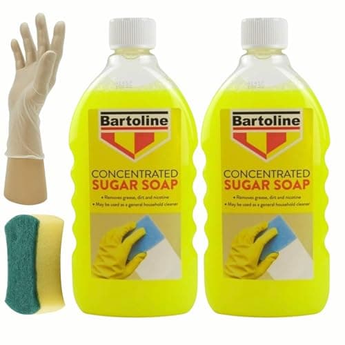 Image of 2 X Sugar Soap Liquid Concentrate Cleaner, 500ml, Powerful Cleaner for Paintwork and Household Use, Ideal Sugar Soap for Walls and Cleaning, Includes Sponge and Pair of Gloves