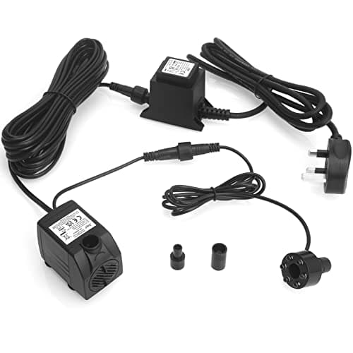 Image of BARST Submersible Water Feature Pump,12V AC 450L/H Fountain Pump with 10m Power Cord & LED Light Ring for Aquarium, Pond, Birdbaths, Fish Tank JR-450LV