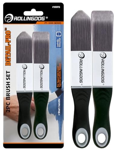 Image of ROLLINGDOG Gloss Paint Brush Edger 2PC - Four Sided Square and Three Sided Triangle Paint Brush for Cutting in,Skirting Board