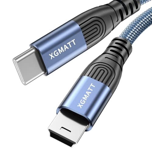 Image of XGMATT USB C to Mini USB Cable 0.5M, Nylon USB Type C to Mini 5Pin Charging Cable Sync Data Cord for Hero 3+,Dash Cam, Digital Camera, GPS Receiver, PDAs, PS3 Controller, MP3 Player.etc