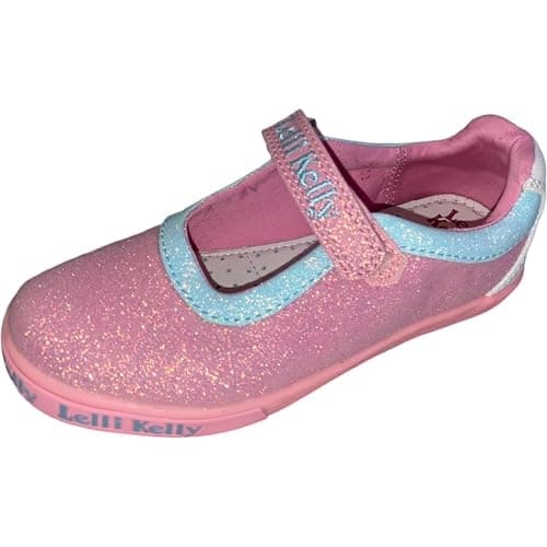 Image of Lelli Kelly LK4148 (R0CE) Milly Rosa Pink Glitter Canvas Dolly Shoes (Rosa/Celeste, UK Footwear Size System, Little Kid, Women, Numeric, Medium, 11.5)