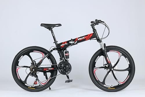 Image of selling united 26inch Foldable Mountain Bike Dual Suspension Hardtail Bicycle Men Women Mountain Bike 21 Speed Drivetrain Lightweight Frame Sport Cycling Bike for Adult (Black (2026 Model))