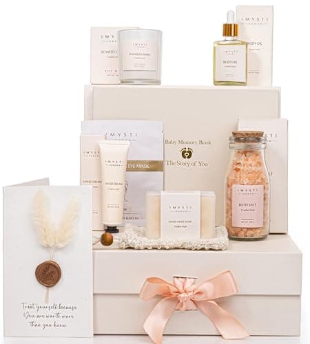 Image of IMYSTI New Mum to Be Pamper Hamper - 10 Luxury Baby Shower Gifts for Mothers and Newborn Baby Gift - Pregnancy Self Care Kit Package with Home Spa Presents Pampering (Standard)