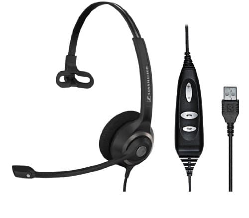 Image of Sennheiser SC 230 CTRL Monaural USB Headset with Noise-Cancelling Microphone Black