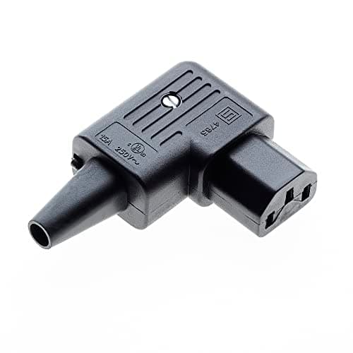 Image of C13 Rewireable IEC Connector, 10A Right Angle - IEC320-C13 Connectors 3 Terminals Female Power Adapter Connector Pins Inline Plug Socket