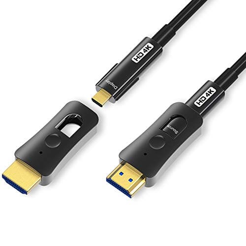 Image of YIWENTEC HDMI Fiber Cable 4k@60Hz HDCP2.2 4:4:4 High Speed 18Gbps HDR 3D 4K2K Optic Fiber Cable with Micro HDMI Pull Type (20M, 4K)