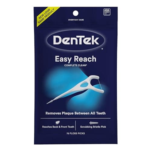 Image of DenTek Complete Clean Easy Reach Floss Picks, No Break & No Shred Floss, 75 Count