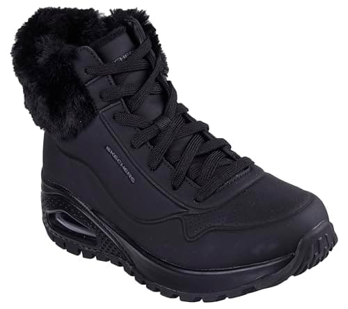Image of Skechers Women's Uno Rugged Fall Air Trainers, Black Durabuck/ Faux Fur, 6 UK