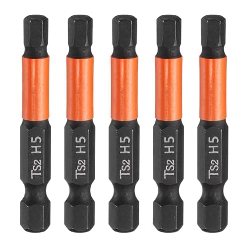 Image of sourcing map 5pcs Hex Head Wrench Drill Bit 5mm(H5) Metric 1/4" Hex Shank 2"(50mm) Length S2 Steel Magnetic Impact Drivers Screwdriver Bit Hexagon Electric Drill Bits
