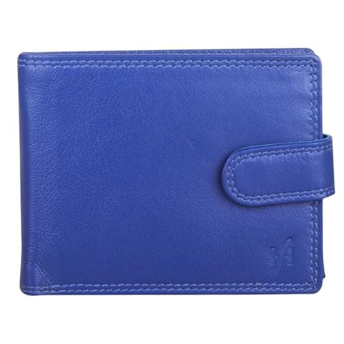 Image of STARHIDE Handmade Wallets for Men UK | Genuine Distressed Hunter Leather | RFID Blocking Notecase Wallet | Coins and Id Card Holder | 710 (Blue Nappa (with Strap))