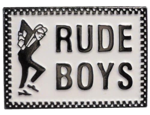 Image of GBJUK Ska Music Rude Boys Enamel Pin Lapel Badge with Butterfly Clasp Back