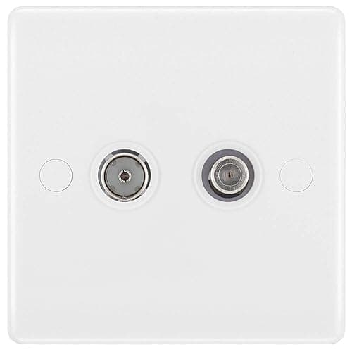 Image of BG 865 Moulded Round Edge | White | 2 Gang Satellite TV Socket Outlet