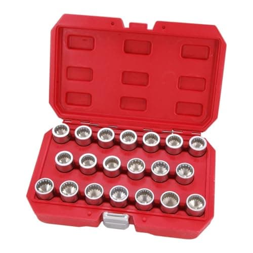 Image of Neilsen CT4151 20pc Locking Wheel Nut Key Set Multi Spline Sockets 19mm Alloy Wheel Nut Socket OEM T10190 compatible with Porsche compatible with VW Touareg