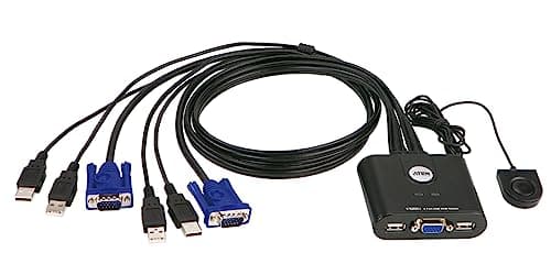 Image of 2-Port USB VGA Cable KVM Switch with Remote Port Selector CS22U ATEN (up to 2048 x 1536; DDC2B), support Windows, Mac, Linux & Sun, UK, #1 KVM Market Leader