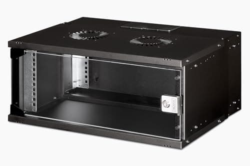 Image of DIGITUS network cabinet - 19-inch rack 4 U - Unassembled - Wall mounting - 400 mm depth - 319,25 mm usable depth - Load capacity 60 kg - Glass door - SOHO Pro series - Black