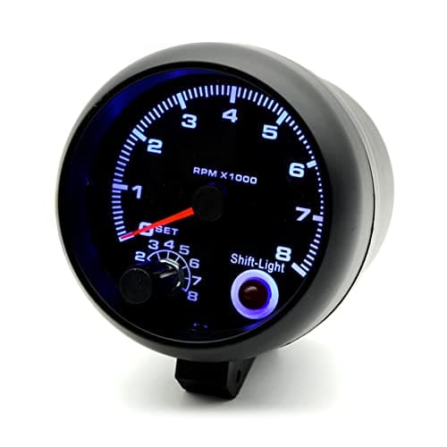 Image of Geevorks 3.75'' 12V Automotive Replacement Tachometer, 0-8000RPM Blue Light, RPM Gauge for 1-8 Cylinder Gasoline Vehicles and 1-2 Cylinder New Motorcycles