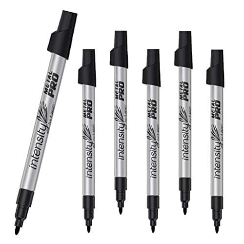 Image of 6 x BIC Intensity Metal PRO Permanent Marker, Fine Tip, Bullet Point Pens For Wood, Glass, Plastic & Metal [BLACK] (OEM Packed - Non-Retail Packaging)