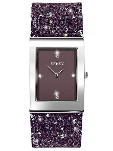 Image of Sekonda Seksy Rocks Ladies Analogue Watch with Purple Crystal Set Leather Strap 2857