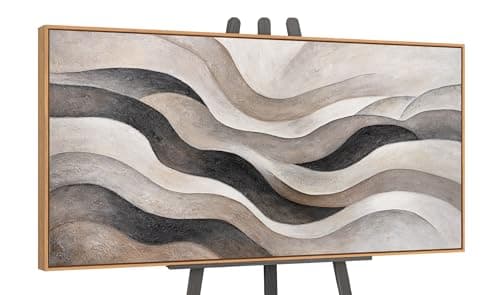 Image of YS-Art Textured Abstract Wall Art – Hand-Painted Canvas Painting Modern Framed Acrylic Artwork for Living Room & Bedroom Decor Original Wall Art 56x28 inches