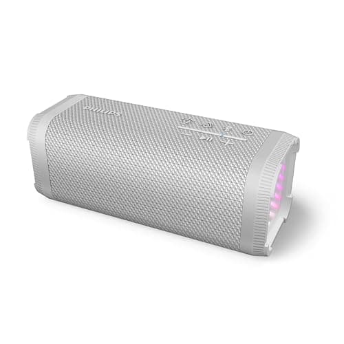 Image of Philips TAS2000WT Bluetooth Wireless Speaker with LED Lightshow, 20 W Bass+, Auracast, 20 Hrs Play Time, IPX5 Splash-Proof, USB Playback, Mic, App Control – White