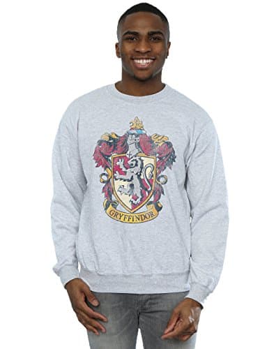 Image of Harry Potter Men's Gryffindor Distressed Crest Sweatshirt Small Sport Grey