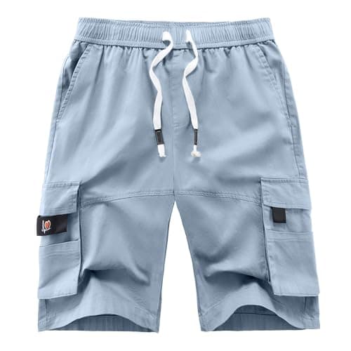 Image of APTRO Shorts Mens Shorts Cargo Shorts Combat Work Summer Cotton Casual Multi Pocket Knee Length Elastic Shorts 901 Light Blue S