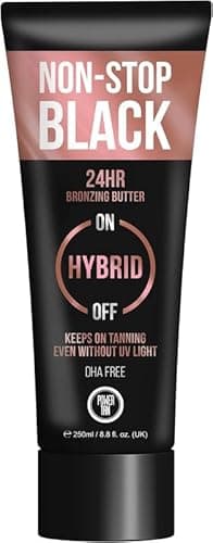 Image of Power Tan Non-Stop Black Bronzing Butter | DHA Free UV Sunbed Tanning Accelerator | Algotan-P | Streak-Free Dark Tan Cream | Fast Skin Tan Enhancer | For All Skin Types | 250ml