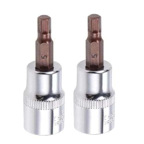 Image of 2PCS Juttzzei Hex Bit Socket, 3/8" Drive x H5 (5mm) Allen Key Socket, Premium S2 Alloy Steel 5mm Hex Bit with 1.89" Length for Torque Wrench, Ratchet Wrench, Impact Power Drills