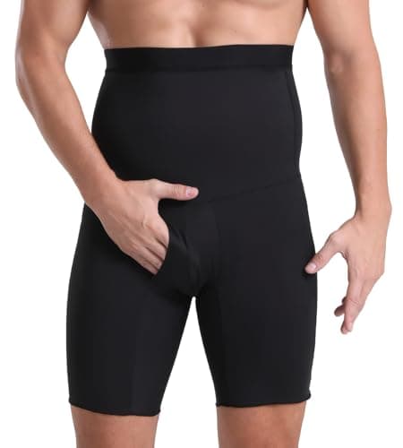 Image of FEOYA Shapewear for Men Tummy Control Shorts Slimming Body Shaper High Waist Compression Boxers Briefs Underwear Slimming Pants Shapewear Shorts Black 3XL
