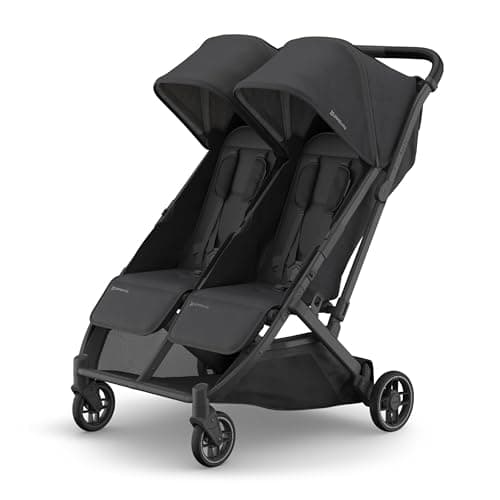 Image of UPPAbaby MINU Duo Stroller | Jake - Charcoal | Side-by-Side Lightweight Compact Double Buggy | from Birth to 22kg per Seat | Slim Doorway-Friendly Design | Baby Travel Stroller | Double Pram